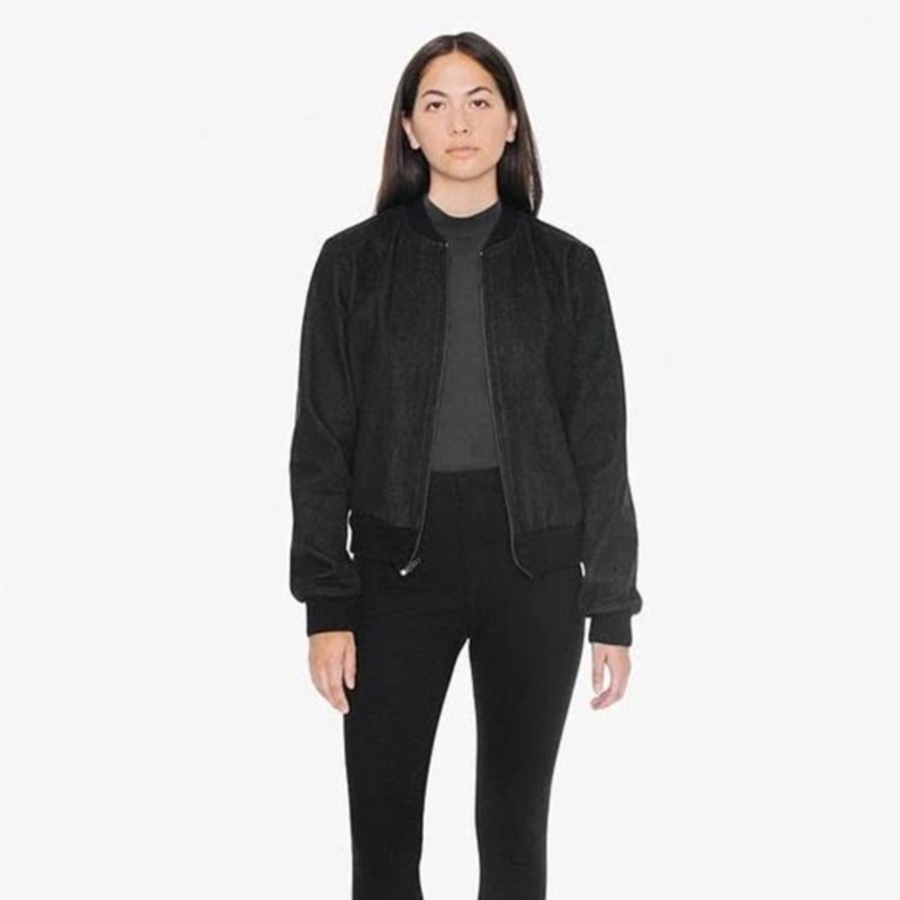 American Apparel Black Denim Bomber Jacket